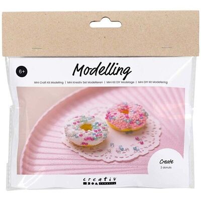 Kit de bricolaje para niños - Donuts en plastilina autoendurecible - 2 piezas