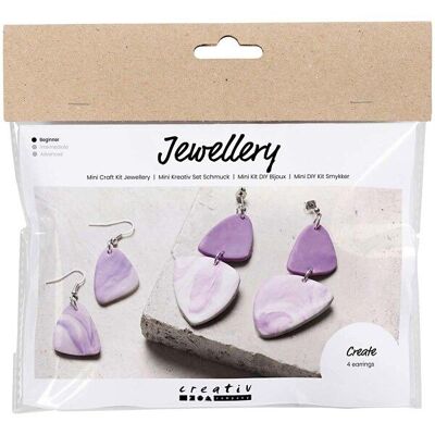 DIY jewelry kit - Marbled earrings - 2 pairs