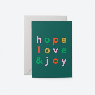 Espoir, amour et joie - Carte de vœux de Noël