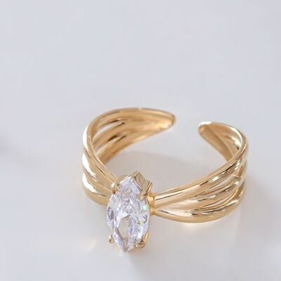 Gold ring with drop rhinestones