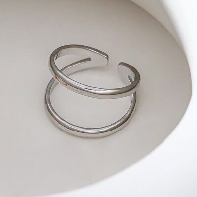 Double line silver ring