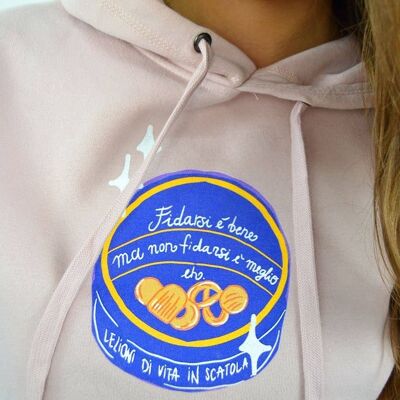 Hoodie "Lessons Of Canned Life"__XS / Rosa