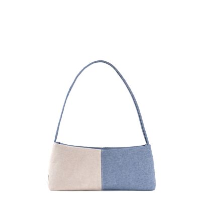 Borsa baguette bicolore in denim - Gemma