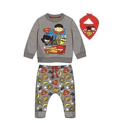 JUSTICE LEAGUE 3 PIECE BRUSHED COTTON TRACKSUIT - 2200008806