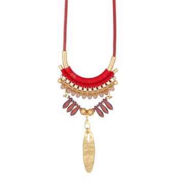 Collier tendance rouge et or SALAMINA avec pendentifs 2
