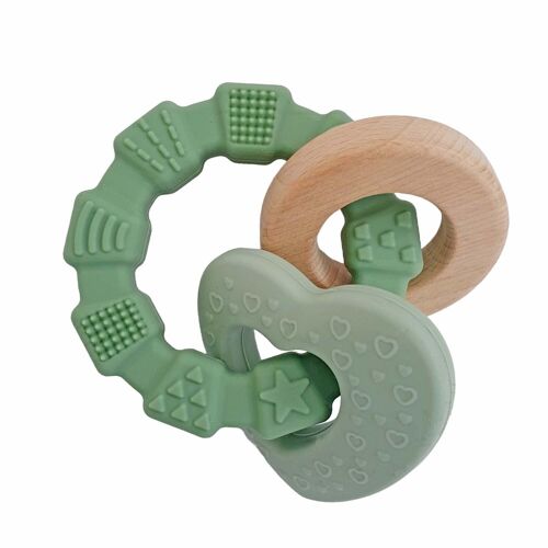 Teether toy heart green