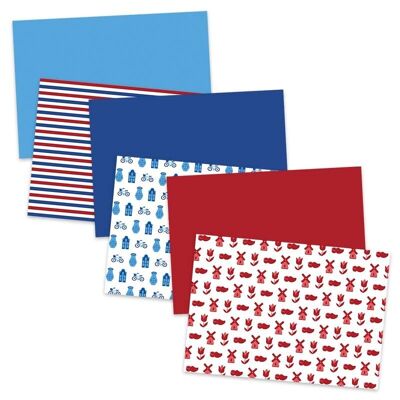 Patterned paper I Love Holland Red White Blue Clog Canal House Mill Bicycle Tulip