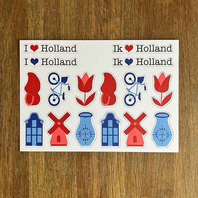 Die Cuts I Love Holland Rouge Blanc Bleu Vélo Moulin Canal Maison Sabot Tulipe