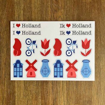 Die Cuts I Love Holland Rouge Blanc Bleu Vélo Moulin Canal Maison Sabot Tulipe 1