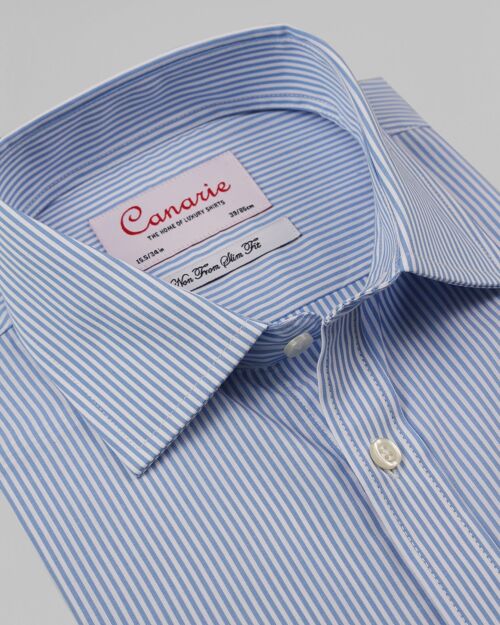 Men's Formal Sky Blue Bengal Stripe Easy - Iron Shirt