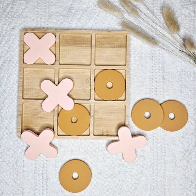 Silicone Puzzle Tic Tac Toe - Camel / Pink