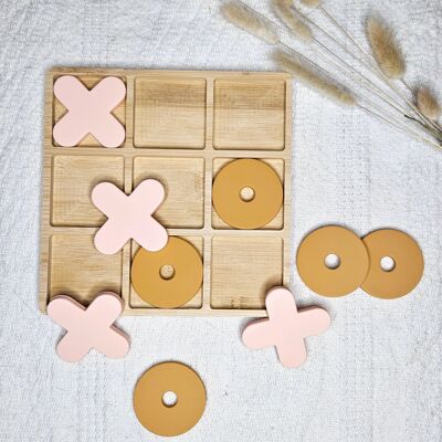 Silicone Puzzle Tic Tac Toe - Camel / Pink