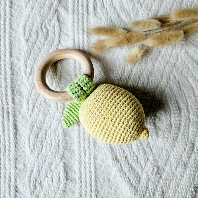 Handmade crocheted rattle Lemon - Yellow