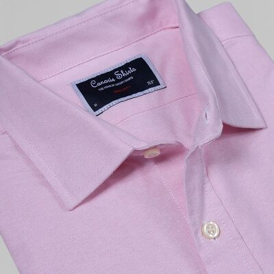 Camisa Casual Oxford Con Bolsillo En El Pecho - Rosa