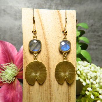 Boucles d’oreilles "SLOANE" dorées or fin Labradorite 3