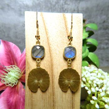 Boucles d’oreilles "SLOANE" dorées or fin Labradorite 5