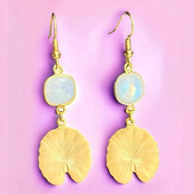 Pendientes Moonstone de oro fino bañado en oro "DALLAS"