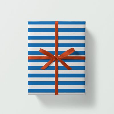 Feuille d’emballage cadeau à rayures bleues | Papier d'emballage | Papier artisanal