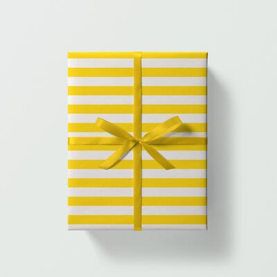 Feuille d’emballage cadeau à rayures jaunes | Papier d'emballage | Papier artisanal