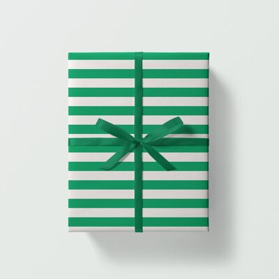 Foglio da regalo a strisce verdi | Carta da regalo | Carta artigianale