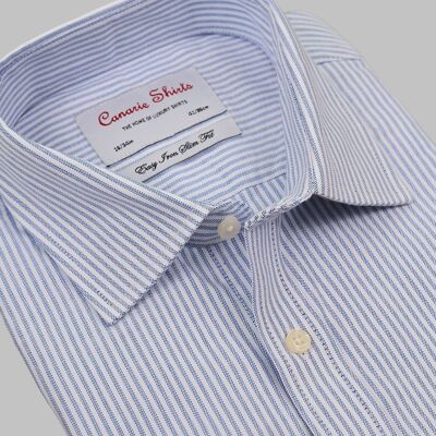 Chemise formelle bleue à rayures Royal Oxford pour hommes, repassage facile