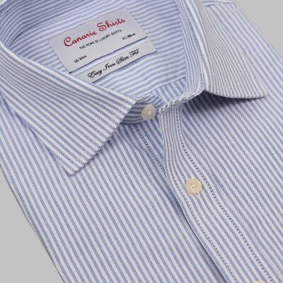 Formelles, bügelleichtes, blau gestreiftes Royal Oxford-Hemd für Herren