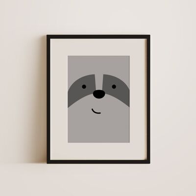 Happy raccoon - Wall Decor Art Print
