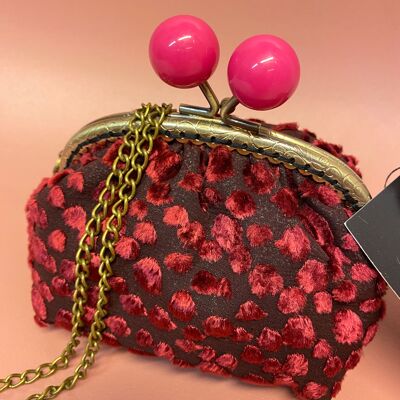 VELVET purse in retro style devoré velvet with shoulder strap