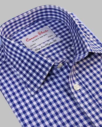 Coton intelligent à manches courtes - Chemise à carreaux bleu foncé/marine 2