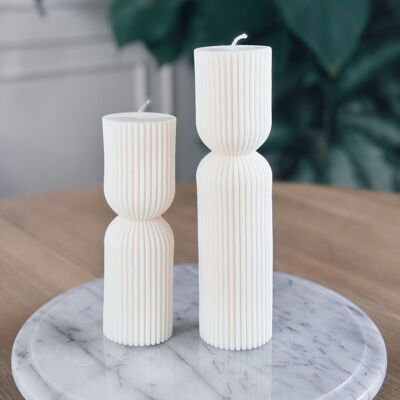 Grooved pillar candle made from soy wax - vegan
