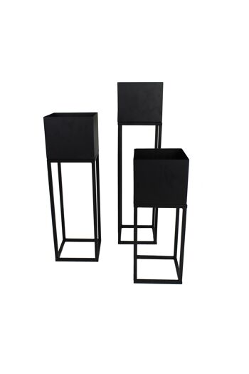 Support pour Plantes en Métal Noir HV - 15x15x60/50/40 1