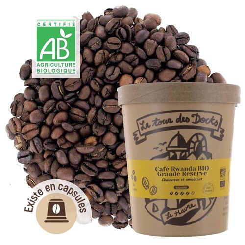 Café Rwanda BIO Grande Réserve - POT XL EN GRAIN - 330G