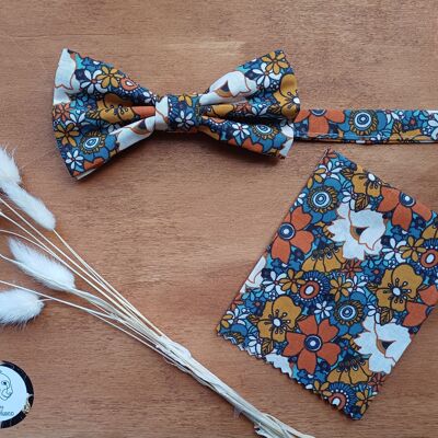 Men's bow tie with its pretty matching pocket
