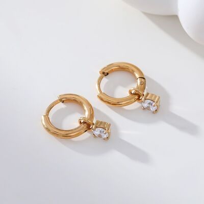 Gold mini hoop earrings with rhinestones