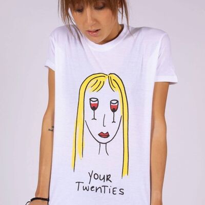 T-Shirt "Twenties 🍷👄🍷"__S / Bianco
