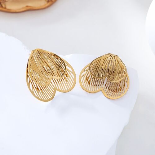 Boucles d'oreilles cœur doré à l'envers