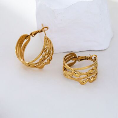 Multi line closed hoop earrings