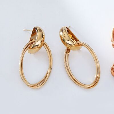 Gold multi circle dangling earrings