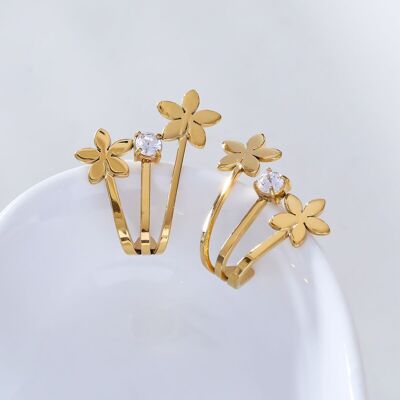 Flower and rhinestone earrings