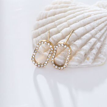 Boucles d'oreilles ovale avec strass 2