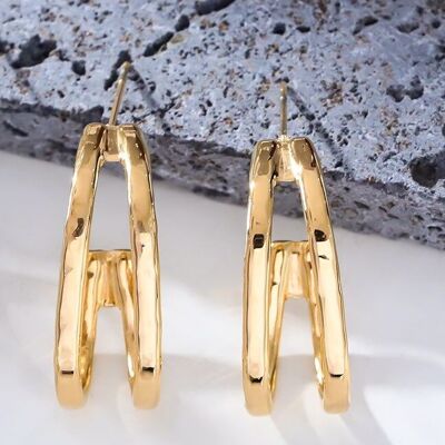 Double gold line earrings