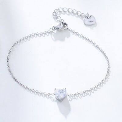 Silver chain bracelet with heart rhinestones