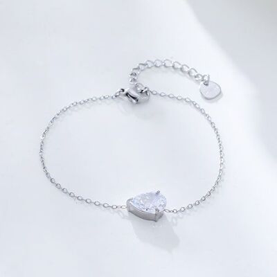 Silver chain bracelet with drop rhinestones