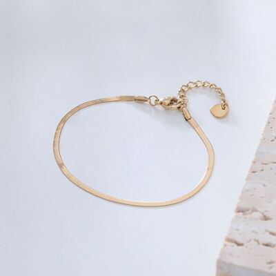 Thin gold flat chain bracelet
