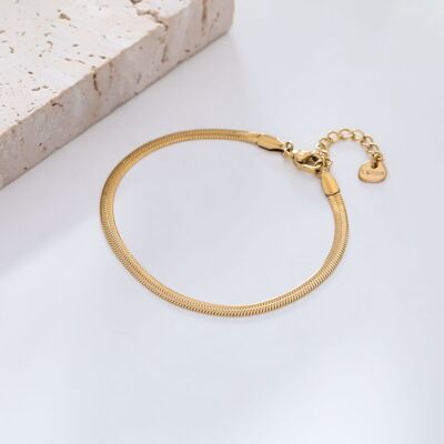 Bracelet chaîne plate dorée