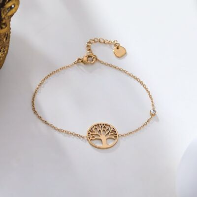 Golden chain bracelet with tree of life