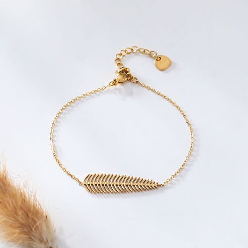 Bracelet chaîne dorée plume