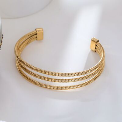 Bracciale in maglia oro a tripla linea