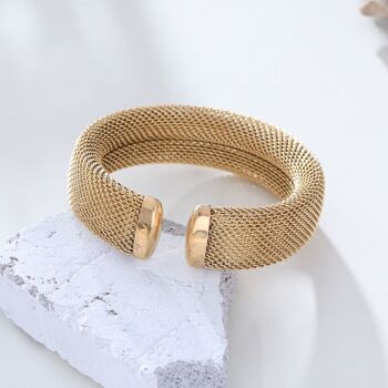 Bracelet doré jonc ajustable élastique 1