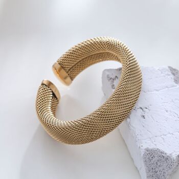 Bracelet doré jonc ajustable élastique 2
